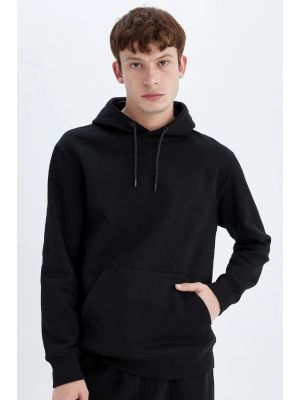 Regular Fit Kapüşonlu Kanguru Cepli Içi Yumuşak Tüylü Basic Düz Sweatshirt X8283az24au