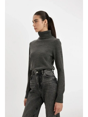 Regular Fit Yumuşak Dokulu Balıkçı Yaka Basic Düz Triko Kazak