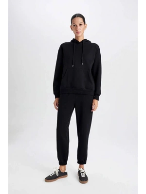 Relax Fit Kapüşonlu Kanguru Cepli Siyah Kadın Sweatshirt