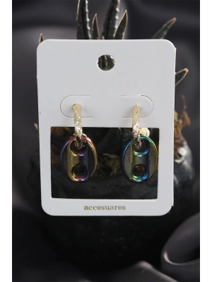 Renkli Hematit Taşlı Küpe Seti