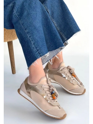 Riaf Bej Cilt Bağcıklı Spor Ayakkabı