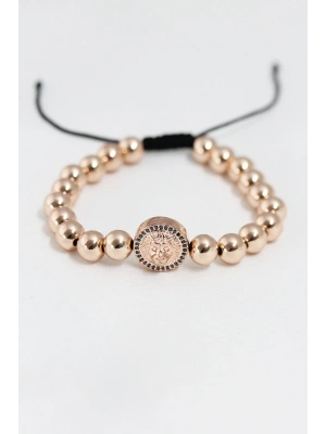 Rose Renk Çelik Zirkon Objeli Asansörlü Bileklik