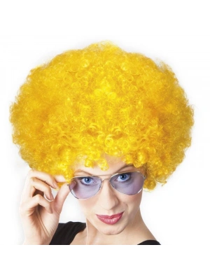 Sarı Renk Kıvırcık Afro Bonus Peruk