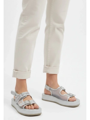 Sinna Gümüş Cilt Tül Detaylı Sandalet