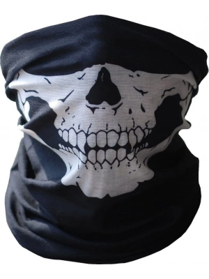 Siyah Renk Dikişsiz Çok Fonksiyonlu Çene Kafatası Yüz Maskesi Baf Buff Bandana Boyunluk Bileklik