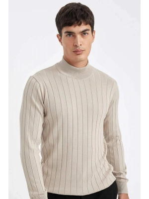 Standart Fit Normal Kesim Yarım Balıkçı Yaka Jakarlı Triko Kazak D2943AX24AU