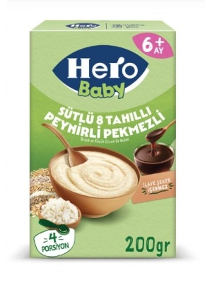 Sütlü 8 Tahıllı Peynirli Pekmezli Kaşık Mama 200 Gr