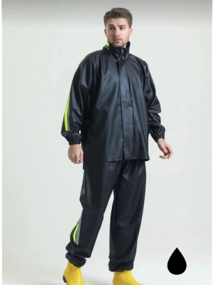 Tam Kalıp Motorcu Kurye Su Gecirmez Yağmurluk Takım - Siyah