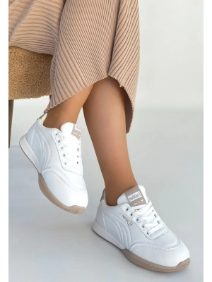 Tawen Beyaz Cilt Bağcıklı Spor Ayakkabı