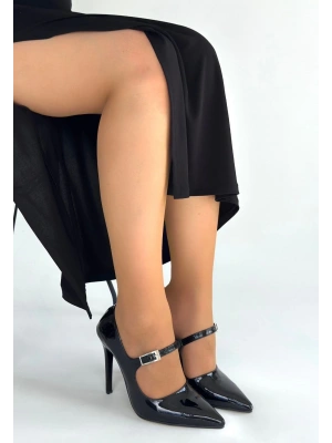 Tiej Siyah Rugan Stiletto Ayakkabı