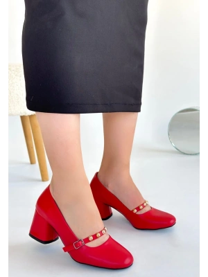 Tino Kırmızı Cilt Topuklu Ayakkabı