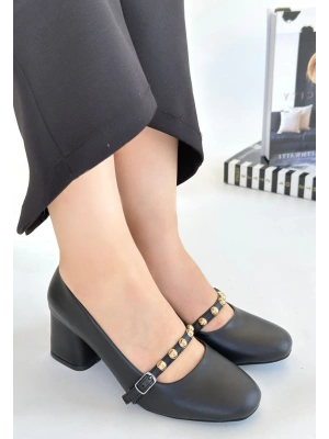 Tino Siyah Cilt Topuklu Ayakkabı