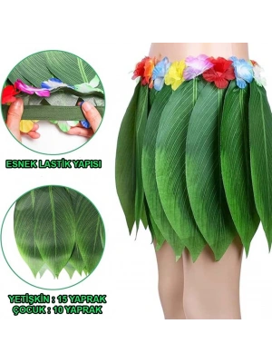 Tropikal Esintili Hawaii Yapraklı Parti Eteği Yetişkin Boy