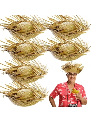 Tropikal Parti Naturel Hasır Hawaii Şapkası 13x36 cm