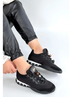 Tues Siyah Nubuk Bağcıklı Spor Ayakkabı