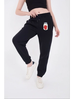 Üç İplik Lastikli Baskılı Eşofman Pantolon - Lacivert