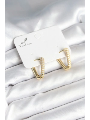 Üçgen Model Zirkon Taşlı Kadın Küpe