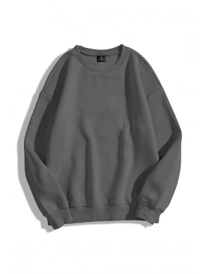 Unisex Basic Bisiklet Yaka Sweatshirt Hoodie