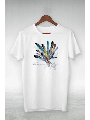 Unisex Baskılı Oversize T-Shirt - Beyaz