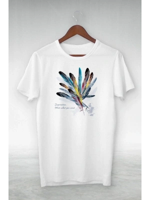 Unisex Baskılı Oversize T-Shirt - Beyaz