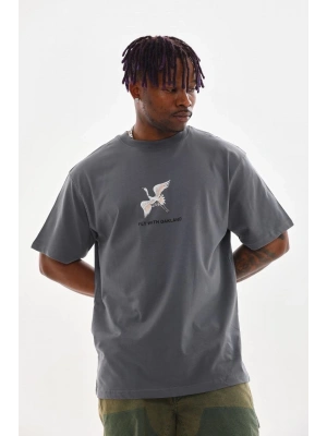 Unisex Baskılı Oversize T-Shirt - Füme