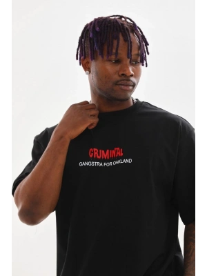 Unisex Baskılı Oversize T-Shirt - Siyah