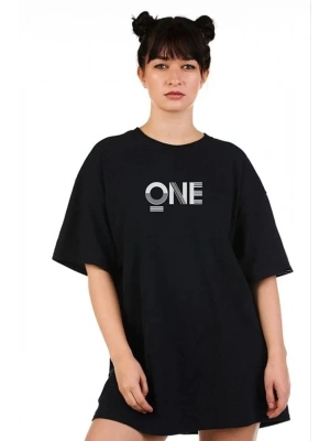 Unisex Baskılı Oversize T-Shirt - Siyah
