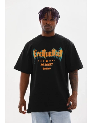 Unisex Baskılı Oversize T-Shirt - Siyah