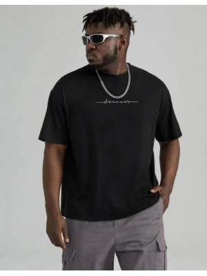 Unisex Baskılı Oversize T-Shirt - Siyah