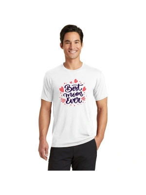 Unisex Bisiklet Yaka Baskılı Oversize T-Shirt - Beyaz