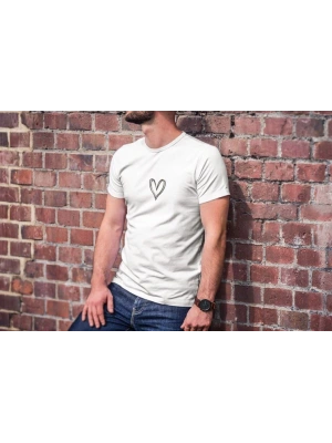 Unisex Bisiklet Yaka Baskılı Oversize T-Shirt - Beyaz