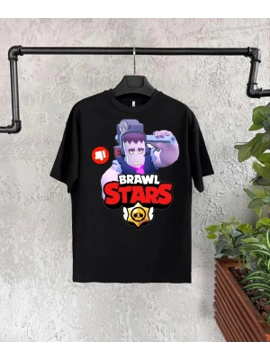 Unisex Bisiklet Yaka Kısa Kol Baskılı Çocuk T-Shirt - Siyah