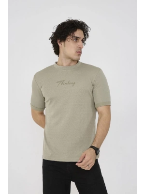 Unisex Bisiklet Yaka Slim fit T-Shirt- Açık Yeşil