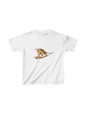 Unisex Çocuk Baskılı T-Shirt - Beyaz