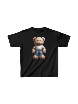 Unisex Çocuk Baskılı T-Shirt - Siyah