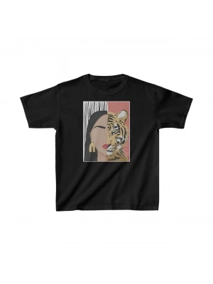 Unisex Çocuk Baskılı T-Shirt - Siyah