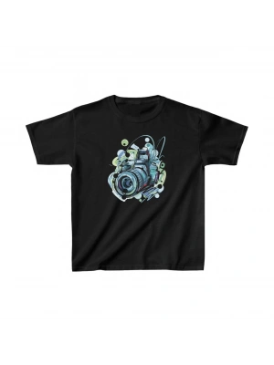 Unisex Çocuk Baskılı T-Shirt - Siyah