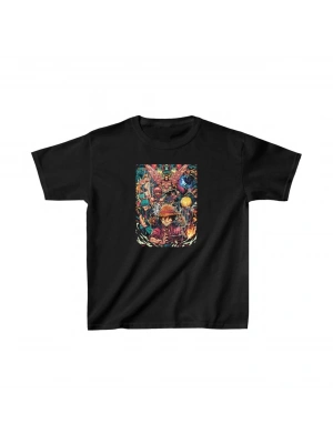 Unisex Çocuk Baskılı T-Shirt - Siyah