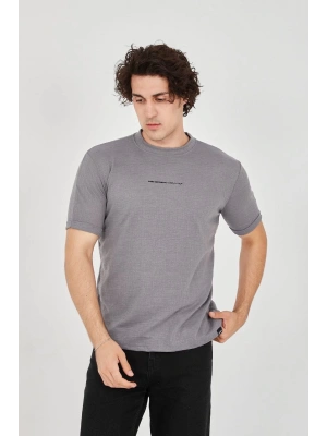 Unisex Jakar Kumaş Slim Fit T-Shirt - Boyalı Gri