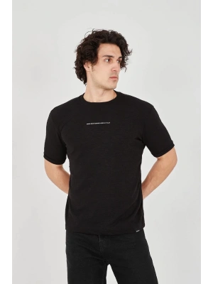 Unisex Jakar Kumaş Slim Fit T-Shirt - Siyah