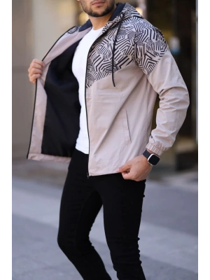 Unisex Kapüşonlu İçi Astarlı Yağmurluk - Bej