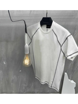 Unisex Karoyaka Dikişli Oversize T-Shirt - Beyaz