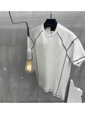 Unisex Karoyaka Dikişli Oversize T-Shirt - Beyaz