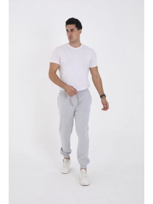 Unisex Kışlık Üç İplik Lastikli Eşofman Pantolon - Gri