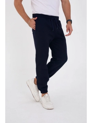 Unisex Kışlık Üç İplik Lastikli Eşofman Pantolon - Lacivert