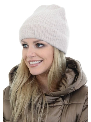 Unisex Tam Kalıp İnce Sakallı Triko Bere - Kırık Beyaz