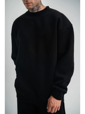 Uzun Kol Bisiklet Yaka Basic SweatShirt - Siyah