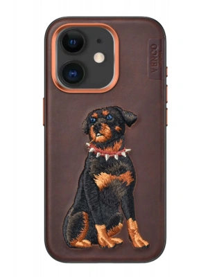 Venco iPhone 11 Perma Desenli Kapak - Koyu Kahve