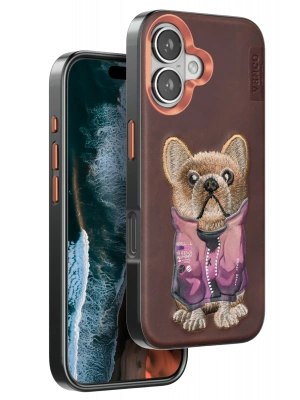 Venco iPhone 16 Cute Desenli Kapak - Koyu Kahve