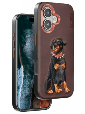 Venco iPhone 16 Perma Desenli Kapak - Koyu Kahve